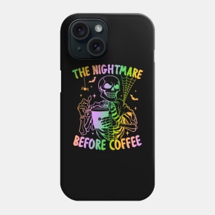 "Nightmare Before Coffee" Spooky Skeleton Phone Case