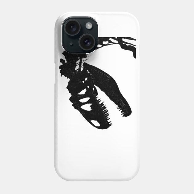 T-Rex Skeleton Black Phone Case by RFMDesigns