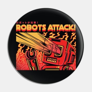 Retro Japanese Sci Fi Robots Attack! // Old School Robot Sci Fi Pin