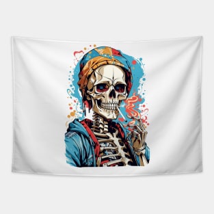 Skeleton Smoking a ciggy Tapestry