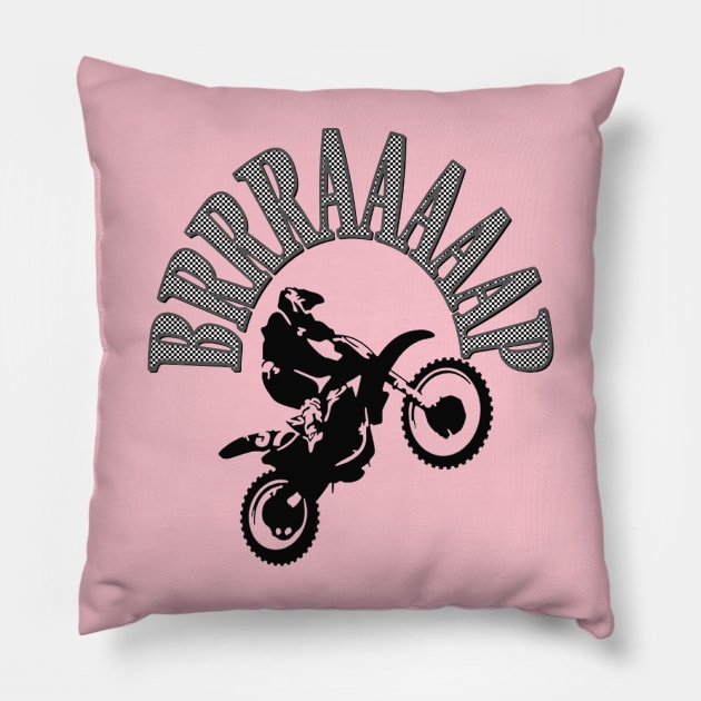 Brrraaaaap Dirtbike Motocross Design In Grey Pillow by taiche