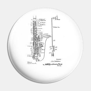 Saxophone Vintage Patent Hand Drawing Pin