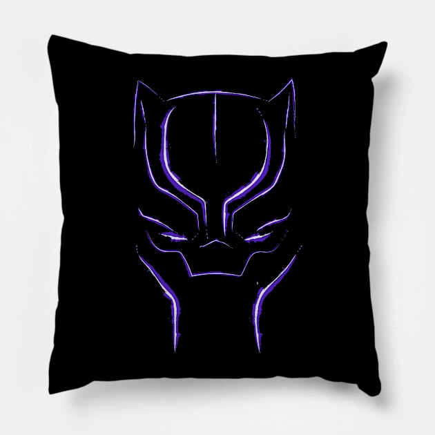 Black Panther Mask: Purple and White Pillow by StephenMakesStuff