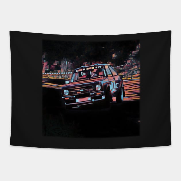 Keep Her Lit - Classic MK2 Ford Escort Rally Car Tapestry by sarahwainwright