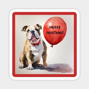 Merry Christmas Bulldog Balloon! Magnet