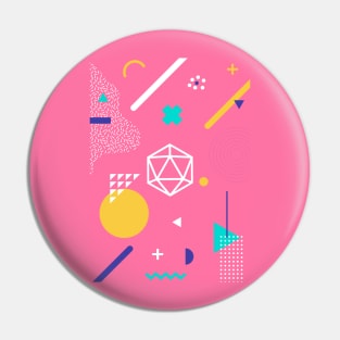 Polyhedral Dice Set Memphis Design Pink Tabletop RPG Pin