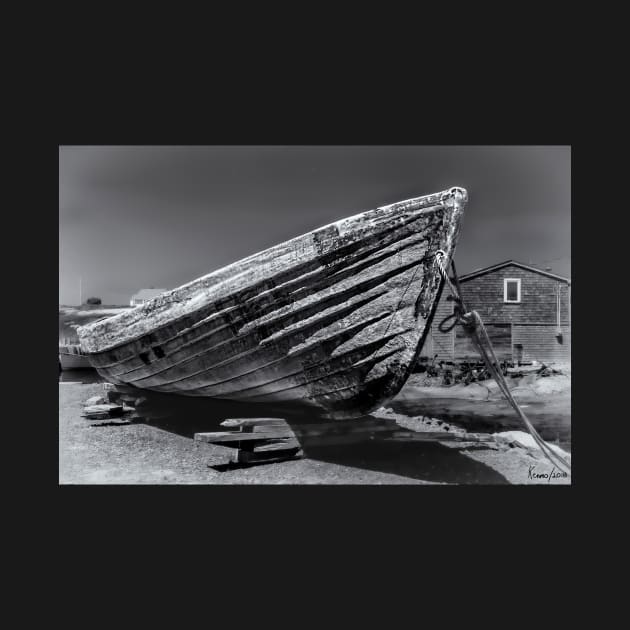 Old Dory at Peggys Cove B&W by kenmo