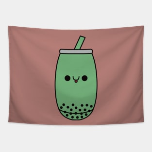 Cute Kawaii Honeydew Bubble Tea Tapestry