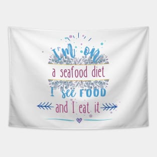 Seafood diet blue Tapestry