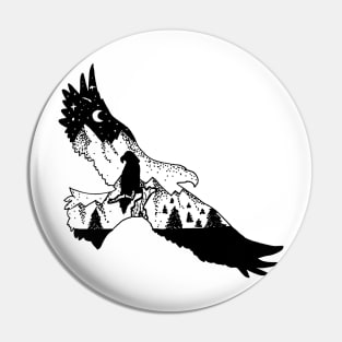 Black and White Eagle in nature with mountains Pin