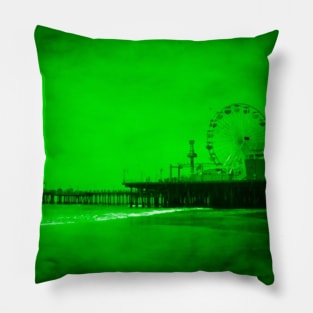 Ghostly Green Santa Monica Pier Pillow