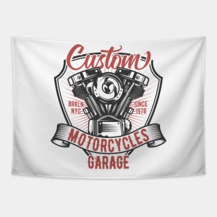 Custom Motorcycles Garage Tapestry