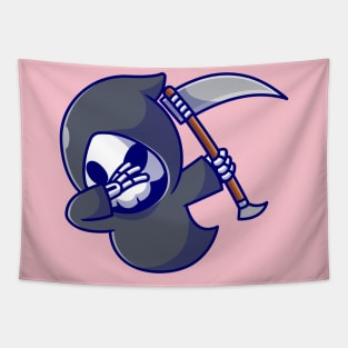 Cute Grim Reaper Dabbing Cartoon Tapestry