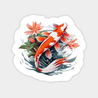 Koi Fish In A Pond Magnet