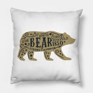 The Bear - vintage poster template. Silhouette of bear with text. Pillow