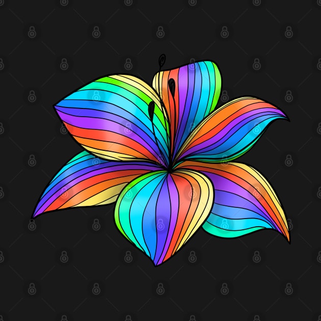 Single lily flower in rainbow colors by Izzzzman