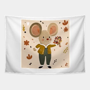 The Gentleman Mouse's Bouquet of Flowers Tapestry