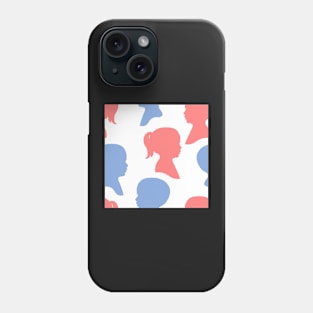 Child Silhouettes - Pink and Blue on White Background Phone Case