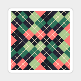 Argyle Pattern Green Pink and Navy Magnet