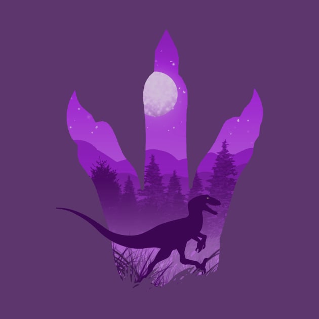 Dinosaur Purple Raptor Jurassic Flat Illustration by FalconArt