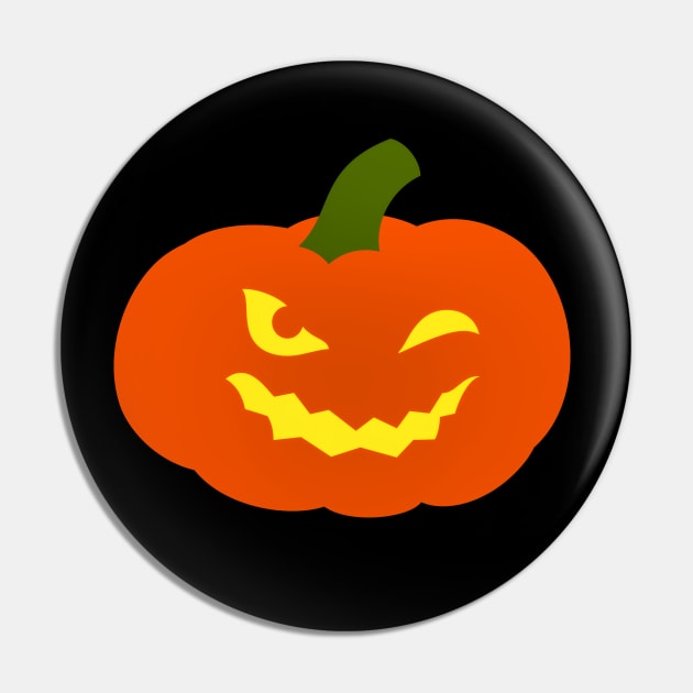 Halloween Funny Winking Eye Pumpkin Face Pin by koolteas