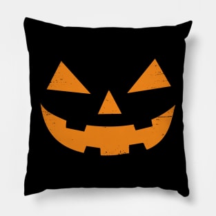 Jack-o'-Lantern Pumpkin Face Halloween Distressed (Orange) Pillow