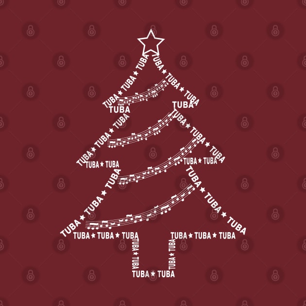 White Tuba Text Christmas Tree by Barthol Graphics