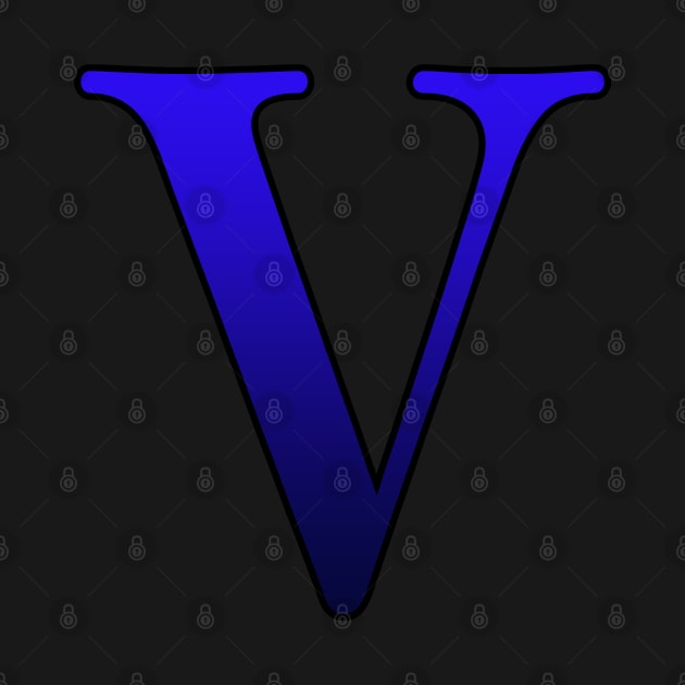 Blue Roman Numeral 5 V by Numerica