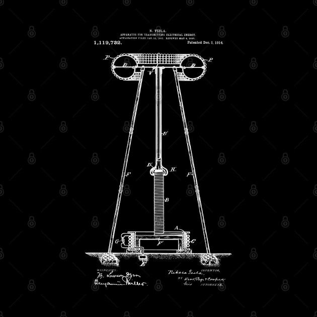 Nikola Tesla Electrical Energy Transmission Tower Patent Print 1914 by MadebyDesign