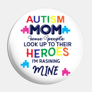 Mom Raising Superhero Puzzle Cool Autism Awareness Pin