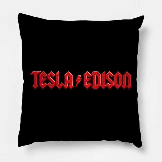 Tesla vs. Edison Pillow by nicebleed