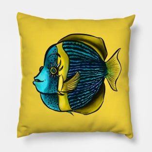 Angelfish Tropical Fish With Eyelashes Pillow