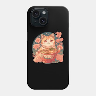 Kawaii Vintage Style Japanese Ramen Cat Phone Case