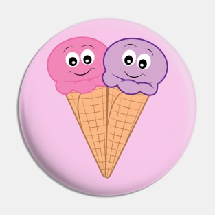 Strawberry & Black Raspberry Ice Cream Heart Pin