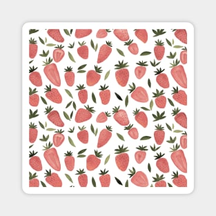 Watercolor strawberries pattern - dusty pink Magnet