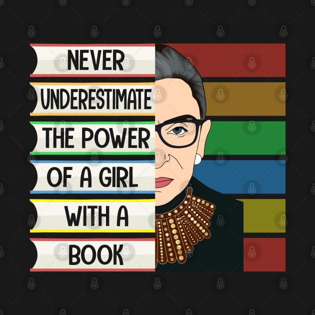 Feminist Ruth Bader Ginsburg RBG Quote Girl With Book Women by rebuffquagga