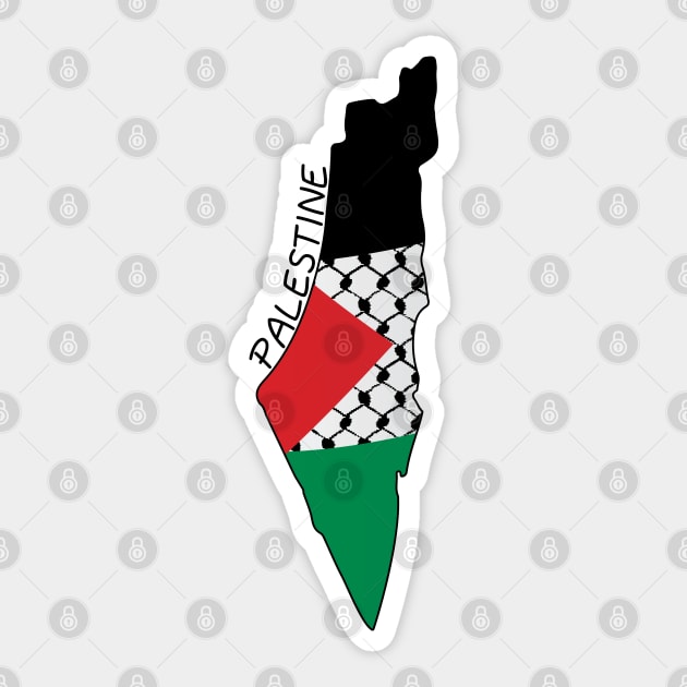 Palestine Flag Map Palestinian Kufiya Hatta Traditional Keffiyeh Pattern -  BLK - Palestine - Sticker