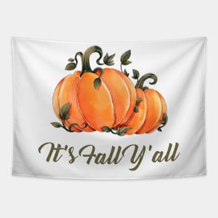 It's Fall Y'all Watercolor Pumpkin Tapestry