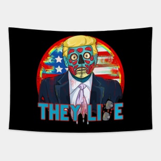 They Lie Cartoon Zombie Alien Trump Tapestry