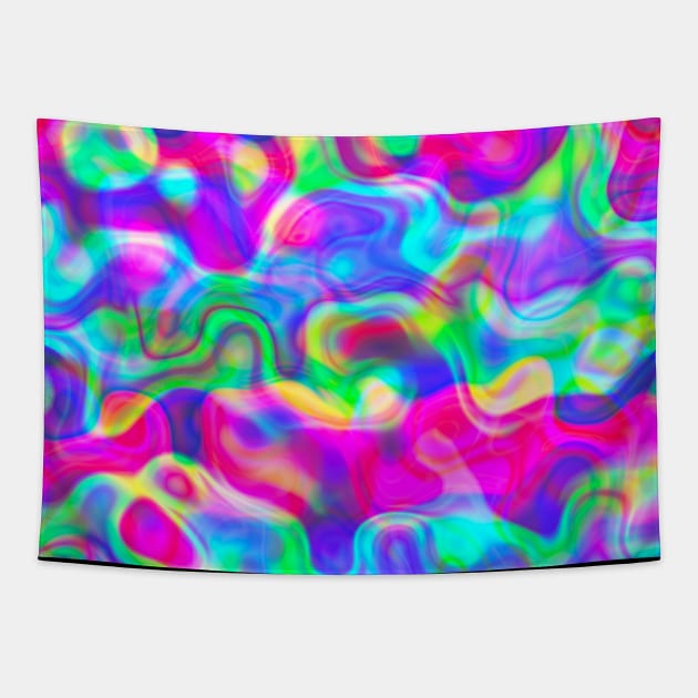 Holographic Waves Tapestry by Kelly Louise Art