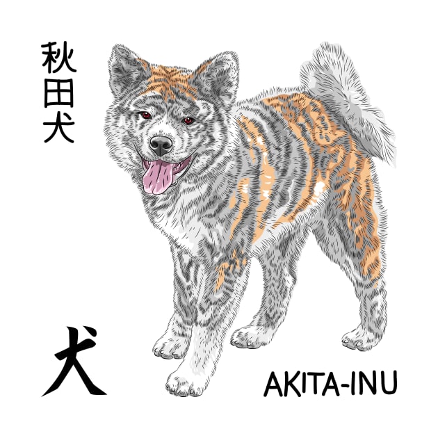 Akita Inu Japanese Dog by kavalenkava
