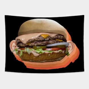 Weird Retro Burger Design Tapestry