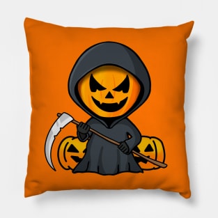 Pumpkin Halloween Grim Reaper Pillow