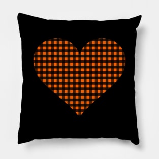 Orange and Black Gingham Heart Pillow