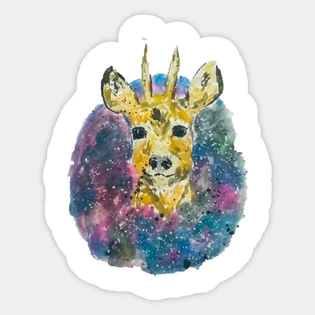 Dreamy Deer Watercolor Painting Sticker Teepublic