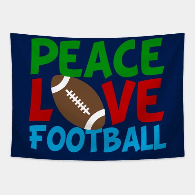 Peace Love Football Tapestry by epiclovedesigns