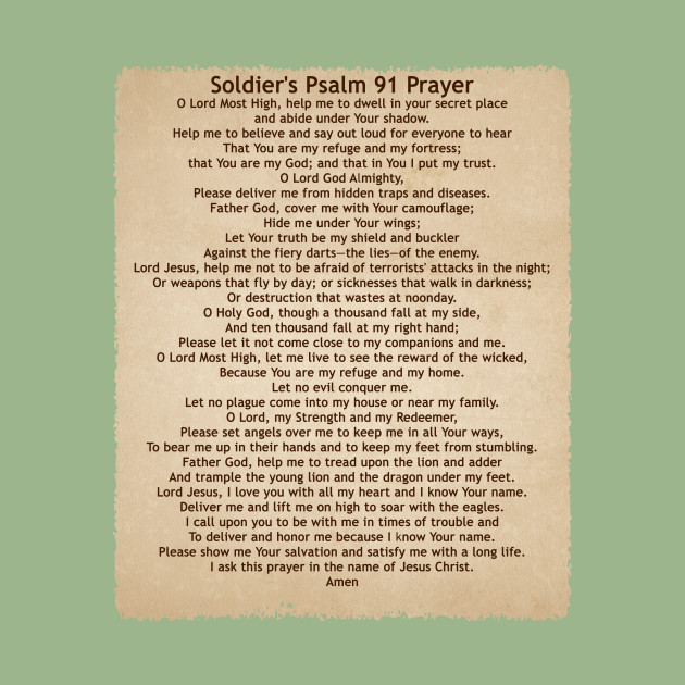 Soldier's Prayer A Psalm 91 Prayer for Soldiers on Tshirts Psalm
