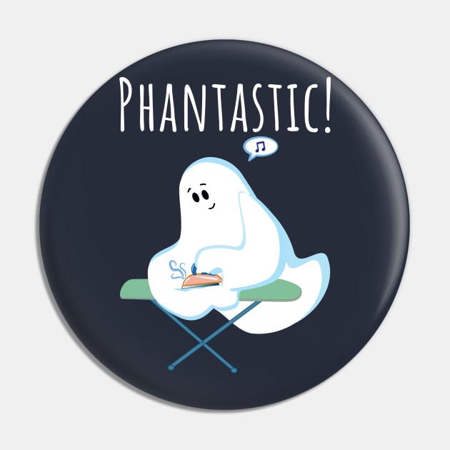 Cute Phantom Ghost Irons His Wrinkles For Halloween Pin by brodyquixote