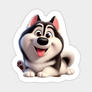 Cute Husky sitting down cartoon Magnet