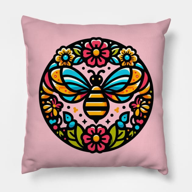 Flower Bee Pillow by WolfeTEES